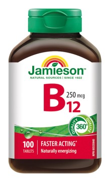 Jamieson Vitamín B12 metylkobalamín 250mcg 100tbl.