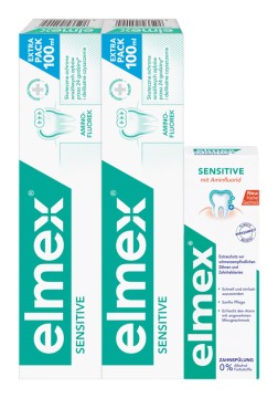 Elmex Sensitive duopack – 2x zubná pasta 100ml + ústna voda 100ml