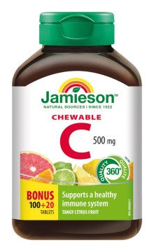 Jamieson Vitamín C 500mg tablety na cmúľanie s príchuťou citrusového ovocia 120tbl.