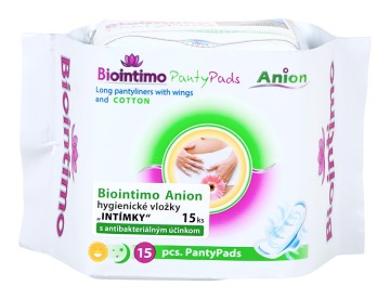 Biointimo Anion PantyPads predĺžené vložky s krídelkami 15 ks