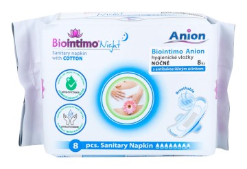 Biointimo Anion nočné hygienické vložky s krídelkami 8 ks