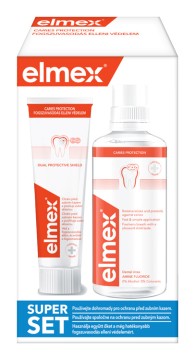 Elmex Caries Protection ústna voda 400ml + zubná pasta 75ml ZDARMA