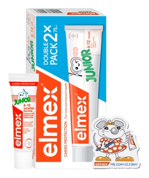 Elmex Junior Duopack 2x75 ml + darček (zubná pasta 12ml + magnetka)