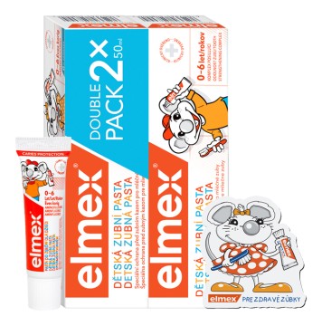 Elmex Detský Duopack 2x50 ml + darček (zubná pasta 12ml + magnetka)