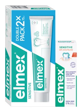 Elmex Sensitive duopack – 2x zubná pasta 75ml + ústna voda 100ml