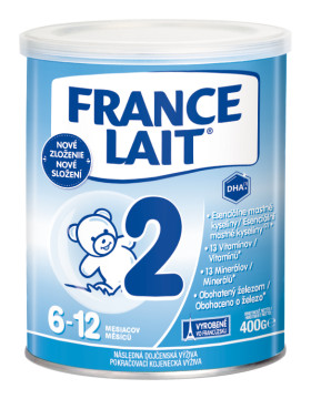 France Lait 2 následná mliečna dojčenská výživa 6-12 mesiacov so železom + DHA 400g
