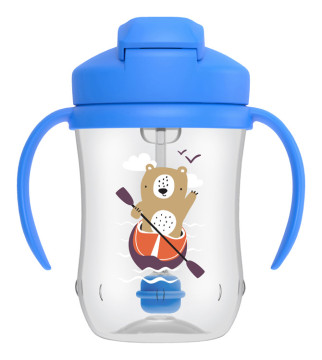 Dr. Brown’s Hrnček so slamkou 270 ml s držadlami 6 M+ modrý (TC91102)