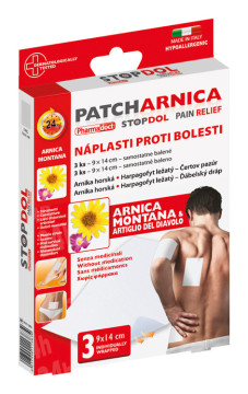 Pharmadoct STOPDOL Patch Arnica Náplasti na zmiernenie bolesti 3ks, 9 x 14 cm