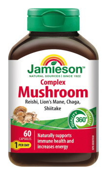 Jamieson Mushroom Complex – Komplex húb na cholesterol, imunitu a energiu 60cps.