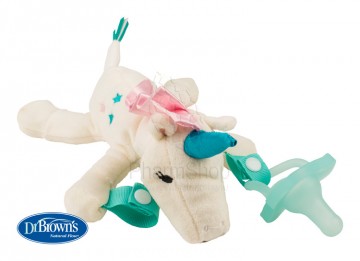 Dr. Brown’s Lovey Držiak na cumeľ a hryzadlo 0M+ jednorožec (AC136)