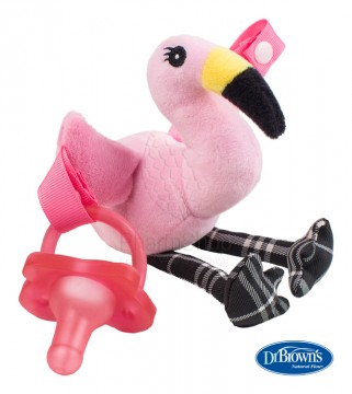 Dr. Brown’s Lovey Držiak na cumeľ a hryzadlo 0M+ plameniak (AC153)