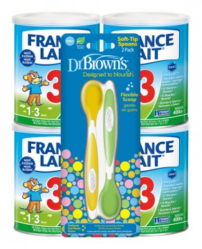 France Lait 3 mliečna výživa pre deti od 1 roka so železom + DHA 4x400g + 2 lyžičky
