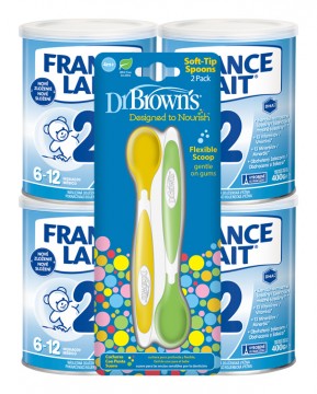 France Lait 2 následná mliečna dojčenská výživa 6-12 mesiacov so železom + DHA 4x400g + 2 lyžičky