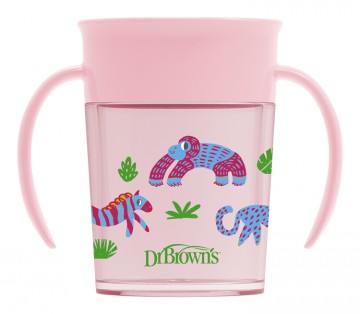 Dr. Brown’s Hrnček Cheers360 Jungle s držadlami 200 ml ružový 6m+ (TC71005)