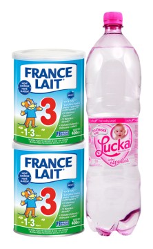 France Lait 3 so železom + DHA od 1 roka 2x400g + Lucka 1,5L