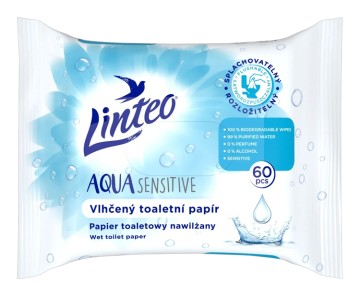 Linteo vlhčený toaletný papier AQUA Sensitive 60ks