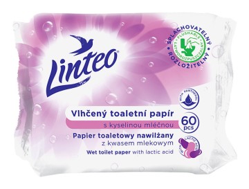 Linteo vlhčený toaletný papier KYSELINA MLIEČNA 60ks
