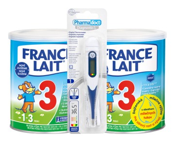 France Lait 3 mliečna výživa pre deti od 1 roka so železom + DHA 2x400g + Digitálny teplomer Pharmadoct MT4233