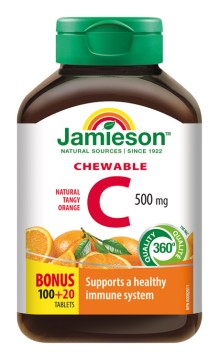 Jamieson Vitamín C 500mg tablety na cmúľanie s príchuťou pomaranča 120tbl.