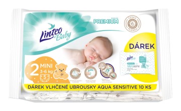 Linteo Baby Premium Mini jednorázové plienky 3-6kg 5ks + darček