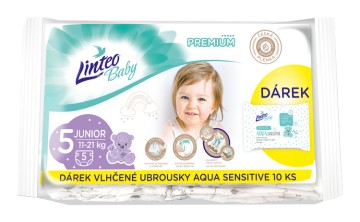 Linteo Baby Premium Junior jednorázové plienky 11-21kg 5ks + darček