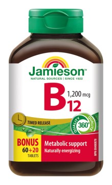 Jamieson Vitamín B12 metylkobalamín 1200mcg s postupným uvoľňovaním 80tbl.