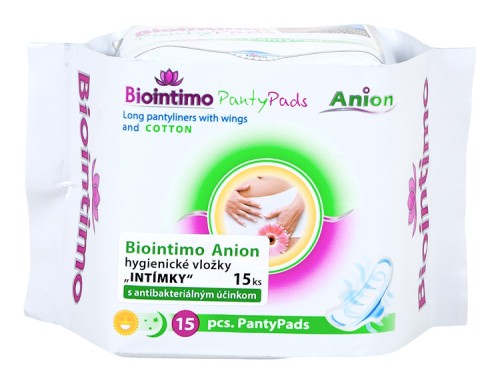 Biointimo Anion PantyPads predĺžené vložky s krídelkami 15 ks